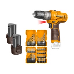 Kit Ingco COSLI23114 Atorn. Perc. 12V+ set d/mechas+ptas+2 bat