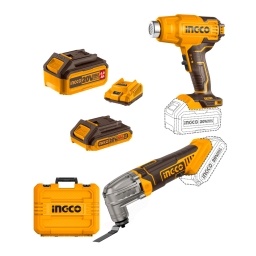 Combo Ingco COSLI230703 Pistola de calor + Herram. Multif. 20V ( 1x2.Ah y 1 x4Ah)