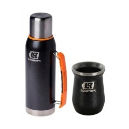 Combo Lusqtoff Mate y Termo 1L inox Negro