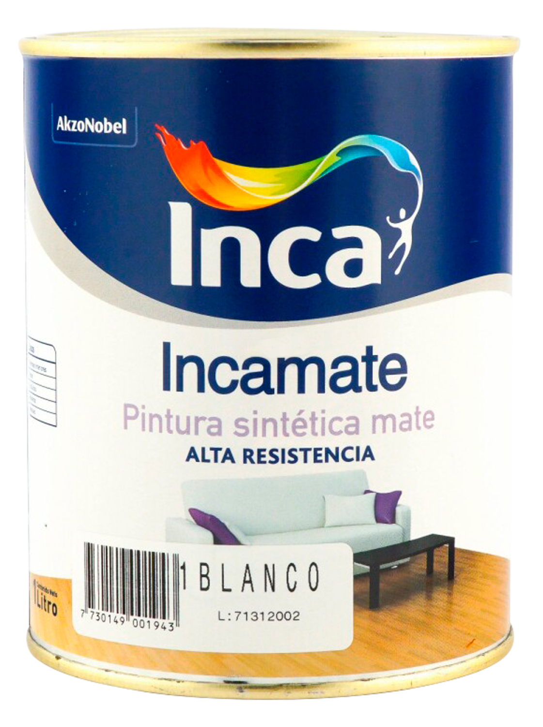 Pintura Sintética mate p/int. Incamate Blanco Inca 1L Pinturería Madera ...