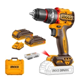 Atornillador percutor Ingco Compact 20V (2 x 2.0Ah valija y mechas) CIDLI20558