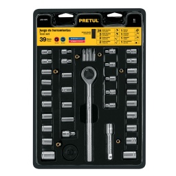 Jgo. 40pzas dados pulg/mm 1/4y3/8   PRETUL  JUDA-40PB